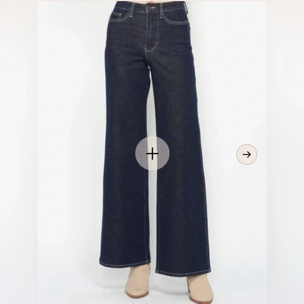 Judy Blue Dark Blue Retro Wide-Leg Jeans